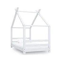 vidaxl cadre de lit d'enfant sommier à lattes cadre à lattes meuble de chambre à coucher maison intérieur blanc 80x160 cm bois de pin massif
