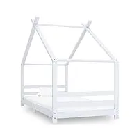 vidaxl cadre de lit d'enfant sommier à lattes cadre à lattes meuble de chambre à coucher maison intérieur blanc 90x200 cm bois de pin massif