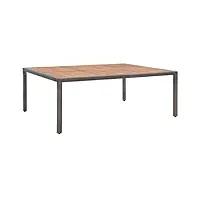 vidaxl acacia table de jardin table de salle à manger table à dîner patio terrasse extérieur balcon gris 200x150x74 cm résine tressée