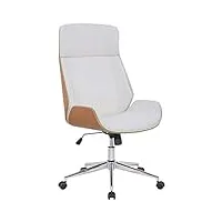clp fauteuil de bureau varel avec coque en bois et revêtement similicuir i chaise de bureau dossier assise rembourrés i piètement métal, couleur:nature/blanc