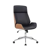 clp fauteuil de bureau varel avec coque en bois et revêtement similicuir i chaise de bureau dossier assise rembourrés i piètement métal, couleur:nature/noir