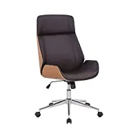 clp fauteuil de bureau varel avec coque en bois et revêtement similicuir i chaise de bureau dossier assise rembourrés i piètement métal, couleur:nature/marron