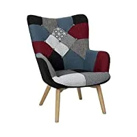 the home deco factory hd6716 fauteuil chaise patchwork, bois, bordeaux, 72 x 80 x 99