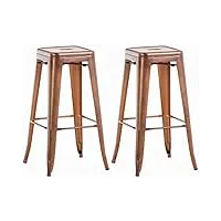 lot de 2 tabourets de bar joshua avec repose-pied i set 2 chaise de bar design industriel hauteur assise 77 cm i couleur :, couleur:cuivre