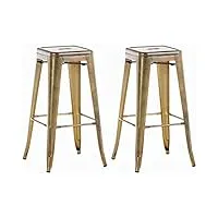 lot de 2 tabourets de bar joshua avec repose-pied i set 2 chaise de bar design industriel hauteur assise 77 cm i couleur :, couleur:or