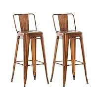 lot de 2 tabourets de bar mason i tabouret de bar industriel en métal avec repose-pied i chaise haute de bar hauteur assise 77 cm i couleur:, couleur:cuivre