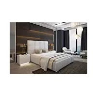 lukmebel sara lit double avec tête de lit haute de 123 cm avec sommier à lattes en métal cadre de lit capitonné chambre (tissu velours beige – jasmine 21