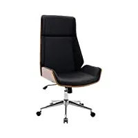 clp fauteuil de bureau breda avec coque en bois et revêtement similicuir i chaise de bureau dossier assise rembourrés i piètement métal, couleur:noyer/noir