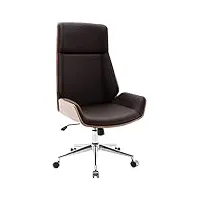 clp fauteuil de bureau breda avec coque en bois et revêtement similicuir i chaise de bureau dossier assise rembourrés i piètement métal, couleur:noyer/marron