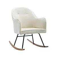 vidaxl chaise à bascule fauteuil de salon chaise de jardin fauteuil de terrasse chaise de patio extérieur salle de séjour blanc crème velours