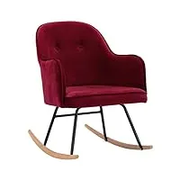 vidaxl chaise à bascule fauteuil à bascule de salon meuble de salle de séjour siège de salon maison intérieur patio extérieur rouge bordeaux velours