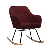 vidaxl chaise à bascule siège à bascule de salle de séjour fauteuil à bascule de salon meuble de salle de séjour maison intérieur rouge bordeaux tissu