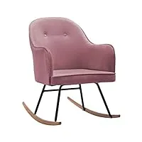 vidaxl chaise à bascule fauteuil à bascule de salon meuble de salle de séjour siège de salon maison intérieur patio extérieur rose velours