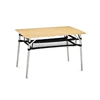 navaris table pliante de camping - table pliable en bambou avec pieds en aluminium ajustables jusqu'à 65 cm - camping parc jardin buffet