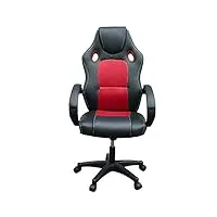 panana chaise fauteuil siège de bureau hauteur réglable sportive, diverses couleurs au choix, 61,5 x 72 x (112-122) cm (noir+rouge)