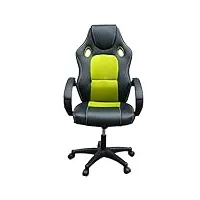 panana chaise fauteuil siège de bureau hauteur réglable sportive, diverses couleurs au choix, 61,5 x 72 x (112-122) cm (noir+vert)