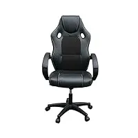panana chaise fauteuil siège de bureau hauteur réglable sportive, diverses couleurs au choix, 61,5 x 72 x (112-122) cm (noir)