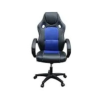 panana chaise fauteuil siège de bureau hauteur réglable sportive, diverses couleurs au choix, 61,5 x 72 x (112-122) cm (noir+bleu)