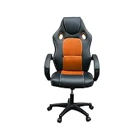 panana chaise fauteuil siège de bureau hauteur réglable sportive, diverses couleurs au choix, 61,5 x 72 x (112-122) cm (noir+orange)