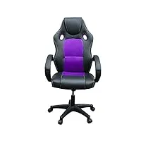 panana chaise fauteuil siège de bureau hauteur réglable sportive, diverses couleurs au choix, 61,5 x 72 x (112-122) cm (noir+purple)