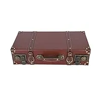 valise de style ancien avec sangles, coffre de rangement en bois, boîte de coffre de valise décorative vintage