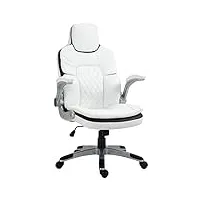 homcom fauteuil de bureau manager gaming style baquet racing dossier assise capitonné revêtement synthétique blanc noir