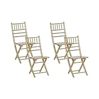 lot 4 chaises de salle à manger pliantes en bois peint doré design glamour et contemporain pour salon ou cuisine beliani