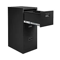 tectake armoire de bureau, meuble de classement, de rangement à 3 tiroirs à 2 clés en acier 62,4 cm x 46 cm x 102,8 cm noir