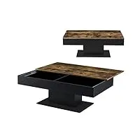 [en.casa] table basse de salon stylé avec 2 espaces de rangement intérieurs design panneau de particules 40 x 110 x 60 cm effet bois noir