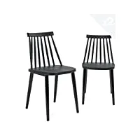 kayelles lot de 2 chaises de cuisine bistrot à barreaux bao (noir)