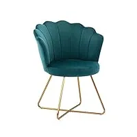 duhome fauteuil salon chaise rembourrée design retro avec pieds en métal 8057c, couleur:vert bleu, matière:velours
