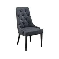 chaise de salle à manger stylée avec motif chesterfield siège design pieds robustes en métal rembourrage textile 100 x 53 x 60 cm gris foncé