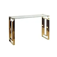 cortesi home laila table console en acier inoxydable et verre 119,4 cm de large doré/transparent