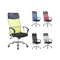 rebecca mobili chaise de bureau, fauteuil télétravaille, vert noir, dossier en pu, avec roues ergonomique - dimensions: 113/123x57,5x58,5 cm (hxlxp) - art. re6542