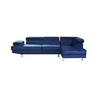 canapé d'angle design en velours bleu avec appuis-têtes réglables pour salon moderne beliani