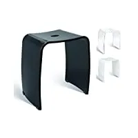 libaro meran tabouret de salle de bain en acrylique avec poignée design intemporel antidérapant avec pieds en caoutchouc (noir)