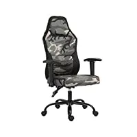 homcom fauteuil gaming militaire - chaise gamer - inclinable, hauteur réglable assise & accoudoirs, pivotant - polyester noir vert
