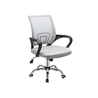 chaise de bureau pivotante en tissu à mailles hauteur réglable, 46 x 48 x (88-98) cm (gris)
