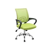 chaise de bureau pivotante en tissu à mailles hauteur réglable, 46 x 48 x (88-98) cm (vert)