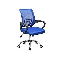 chaise de bureau pivotante en tissu à mailles hauteur réglable, 46 x 48 x (88-98) cm (bleu)