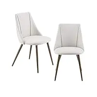 lot de 2 chaises de salle à manger cuisine rembourrée en textile pieds métal avec effet bois siège fauteuil de salon beige 83 x 50 x 53 cm