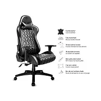 spirit of gamer – blackhawk series – chaise gaming cuir de vachette capitonné haut de gamme – coussin nuque & lombaires – accoudoirs 3d réglables – inclinable 160° - logo surpiqué