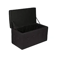 dmora pouf-conteneur en éco-cuir, couleur noire, dimensions 84 x 49 x 44 cm