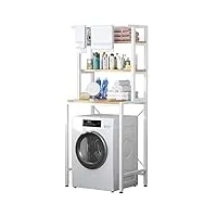 moyipin Étagère de rangement à 3 niveaux pour machine à laver, gain de place, étagère de rangement au-dessus des toilettes, multifonction, solide et réglable, blanc