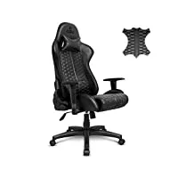 empire gaming - black edition chaise gaming fauteuil de bureau gamer - cuir véritable - siège ergonomique coussin lombaire intégré - dossier inclinable accoudoirs réglable