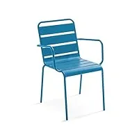 oviala palavas - fauteuil de jardin en métal bleu pacific