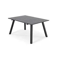 oviala table de jardin carrée extensible en aluminium noir