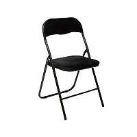 5five - chaise pliante noire en velours - chaise confortable pour chambre salon salle à manger bureau