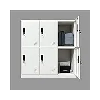 mecolor casier en métal à 6 portes, pour armoire de bureau, salon et école, armoire de rangement avec portes et serrure pour tissu blanc (entièrement blanc, 6d)