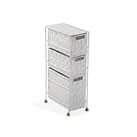 versa mannheim armoire de salle de bain, commode organisation, caisson à tiroirs avec 3 tiroirs pour organiser, rangement moderne, dimensions (h x l x l) 57 x 28 x 15,5 cm, nylon, couleur: blanc